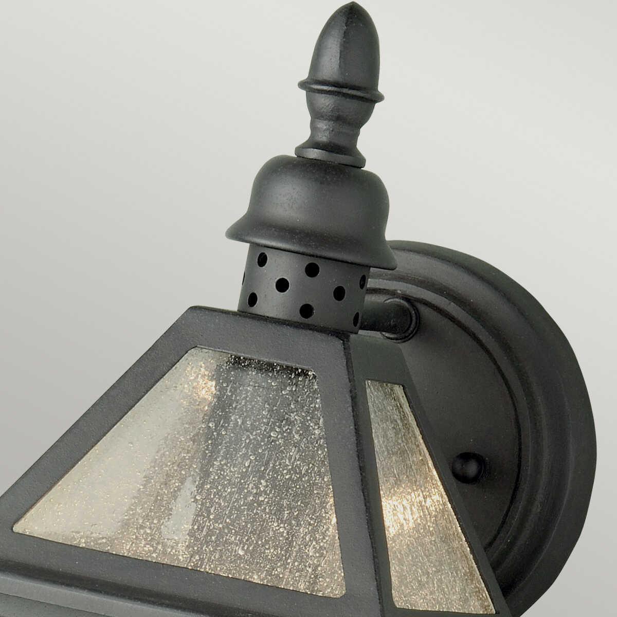 elstead polruan black finish outdoor wall lantern Detailed Close Up