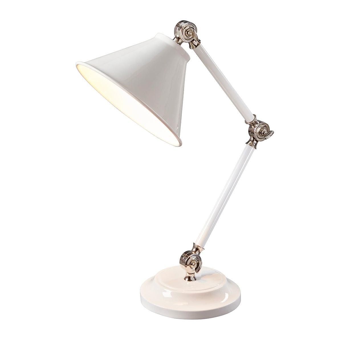 Provence Element 1 Light White & Polished Nickel Table Lamp Elstead Lighting 1