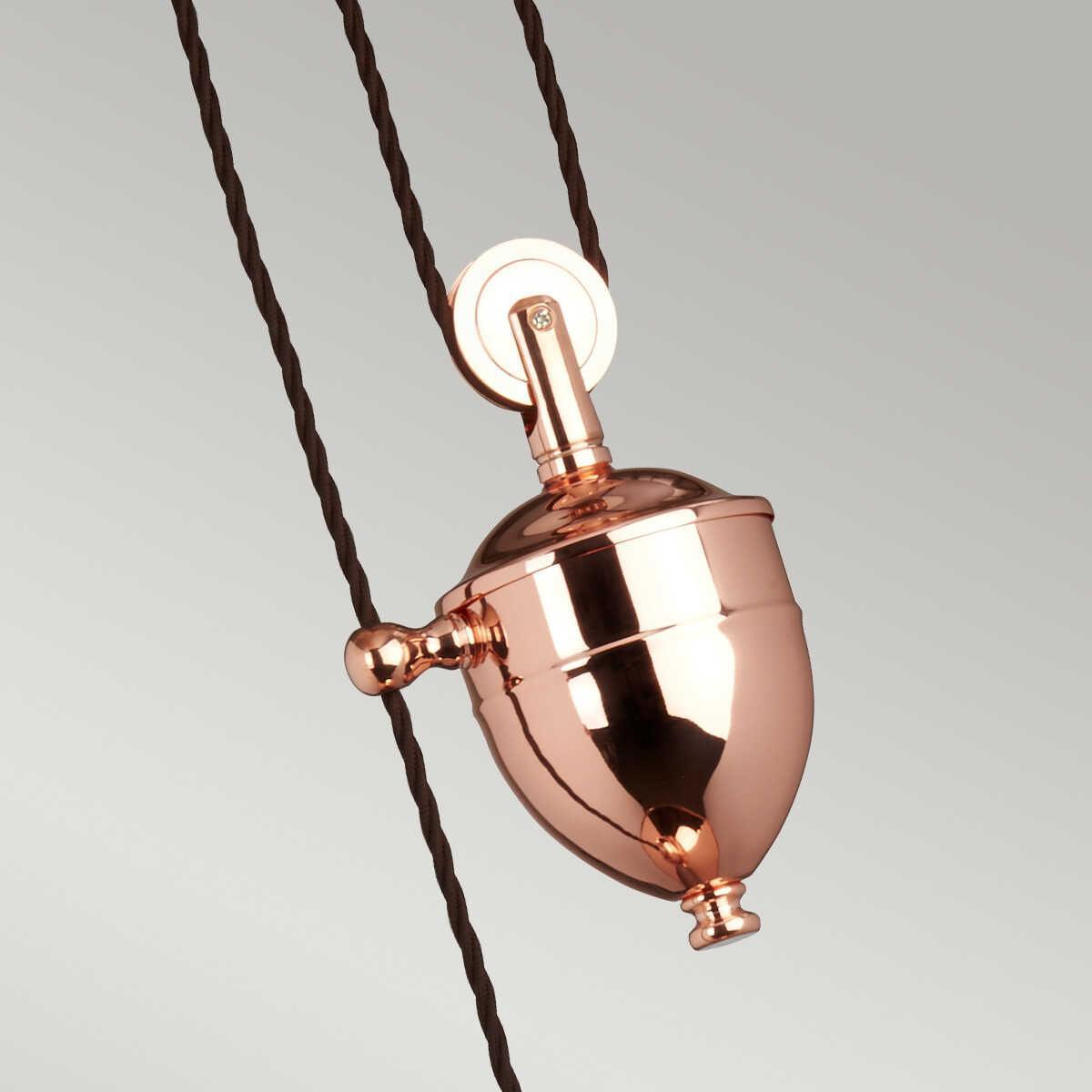 Elstead Provence 1 Light Rise and Fall Polished Copper Pendant-Ceiling Pendant Lights-Elstead Lighting-6-Tiffany Lighting Direct
