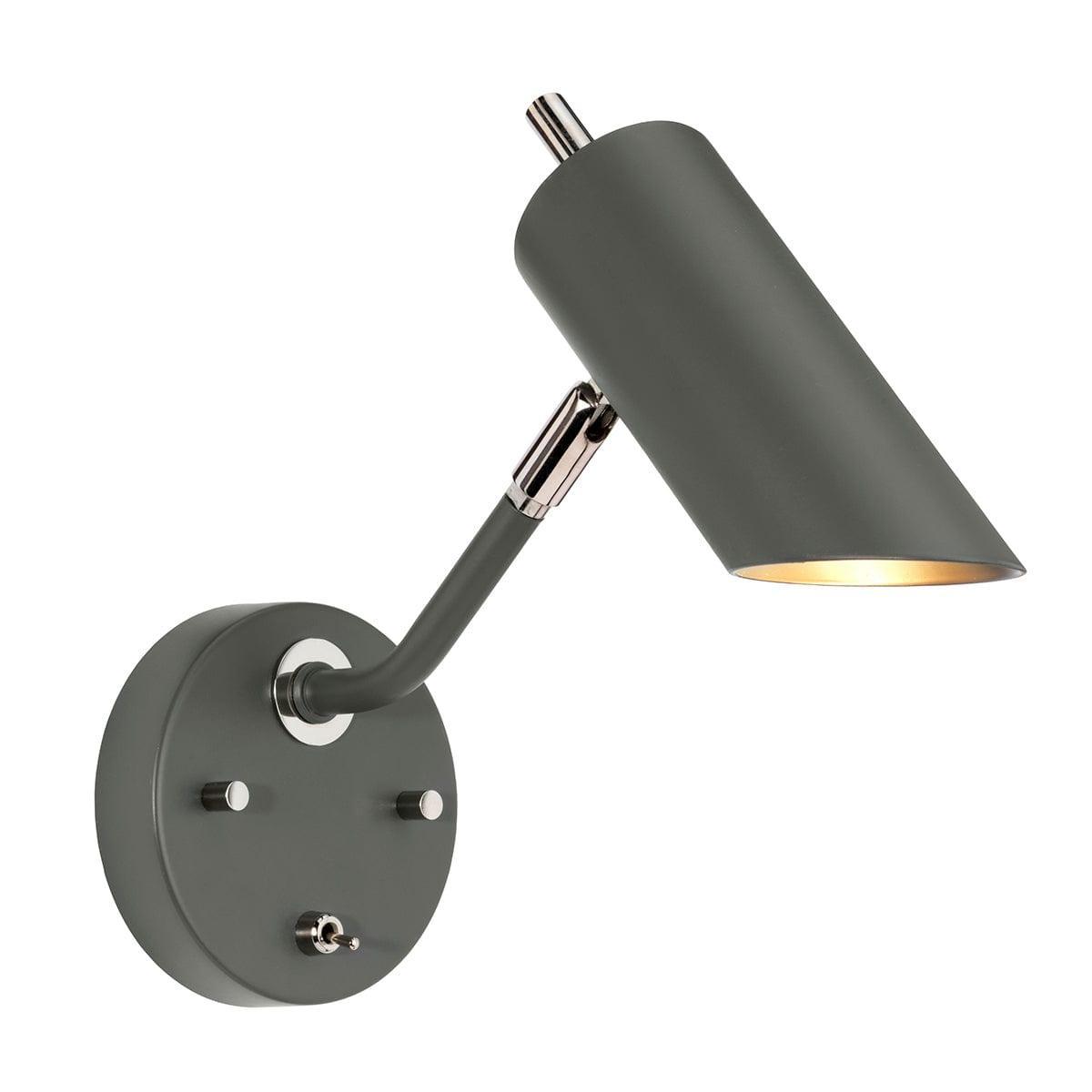quinto 1 lt grey polished nickel wall light elstead lighting