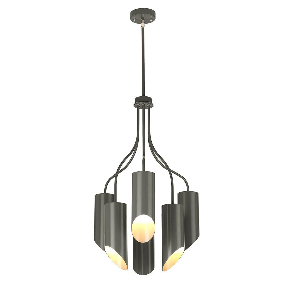 Elstead Quinto 6 Light Grey Polished Nickel Chandelier-Elstead Lighting-1-Tiffany Lighting Direct