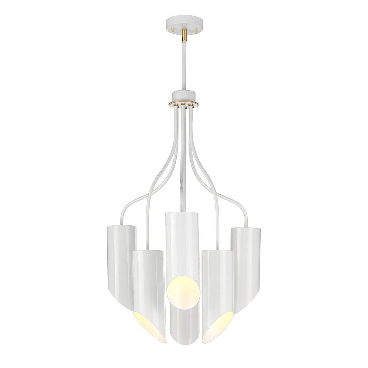Elstead Quinto 6 Light White Aged Brass Chandelier-Elstead Lighting-1-Tiffany Lighting Direct