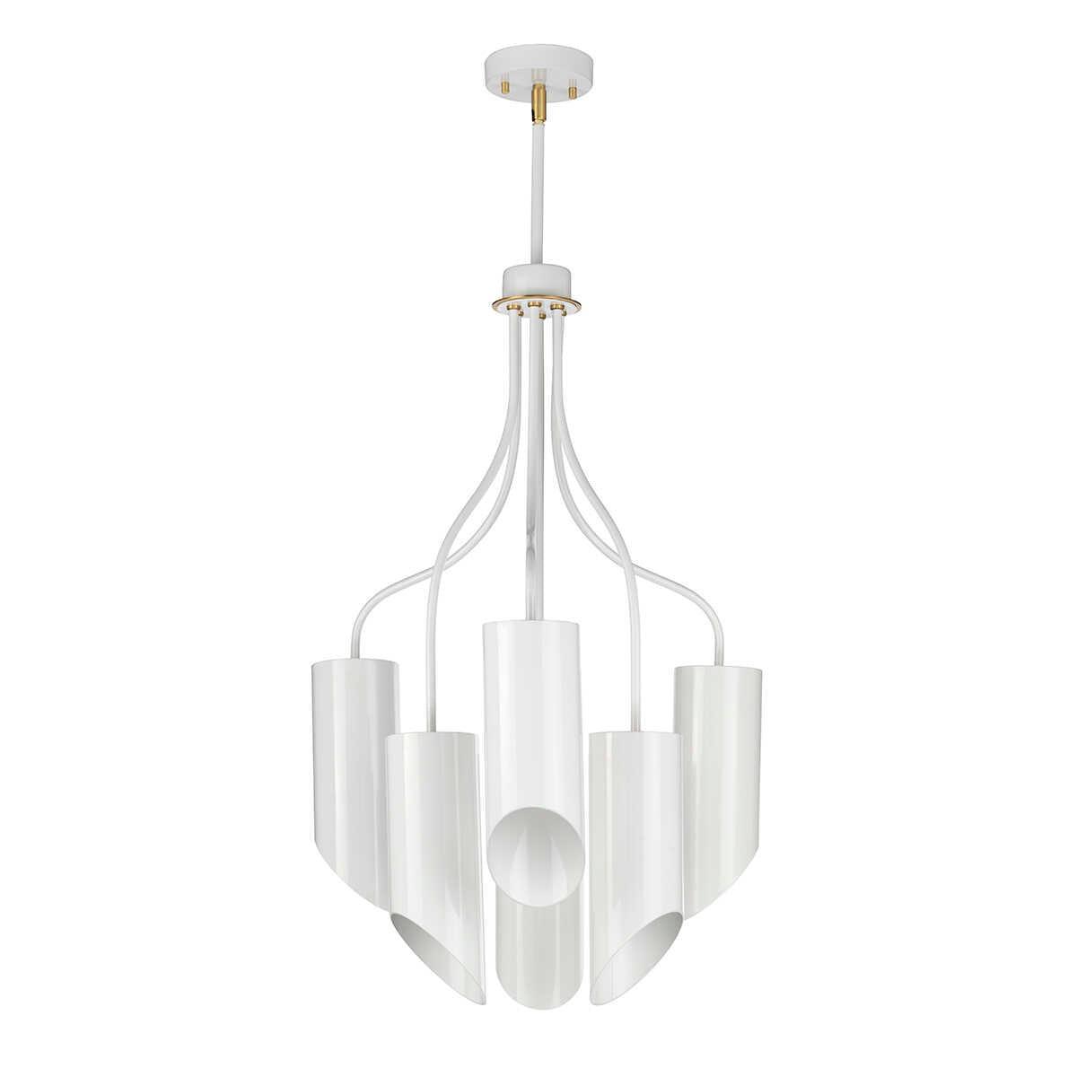 Elstead Quinto 6 Light White Aged Brass Chandelier-Elstead Lighting-5-Tiffany Lighting Direct