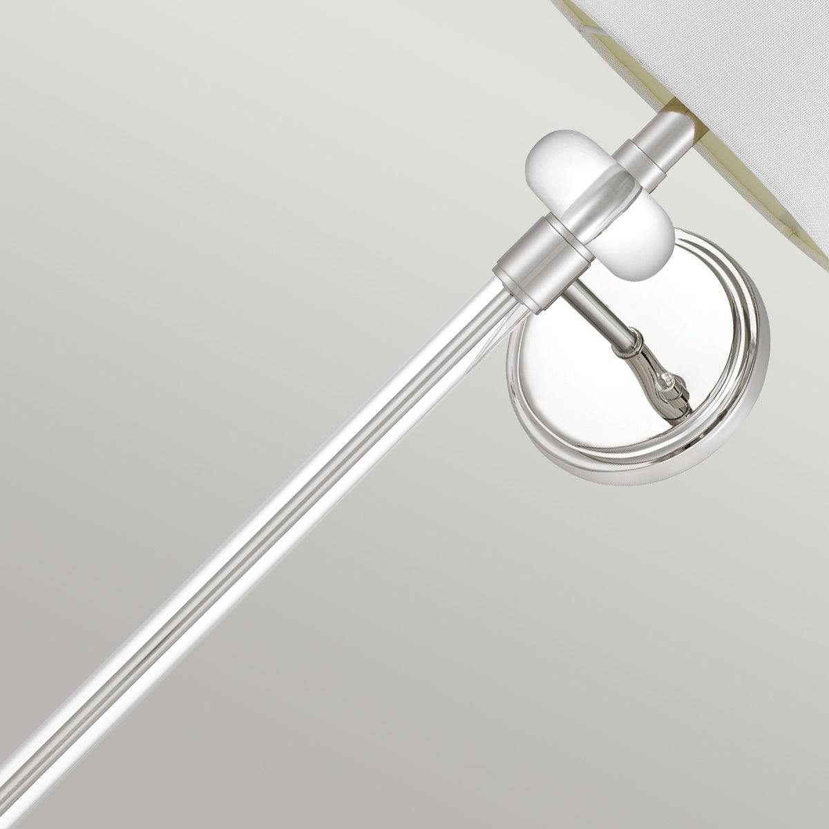 quoizel barbour 1 light nickel wall light white shade Living Room Close Up