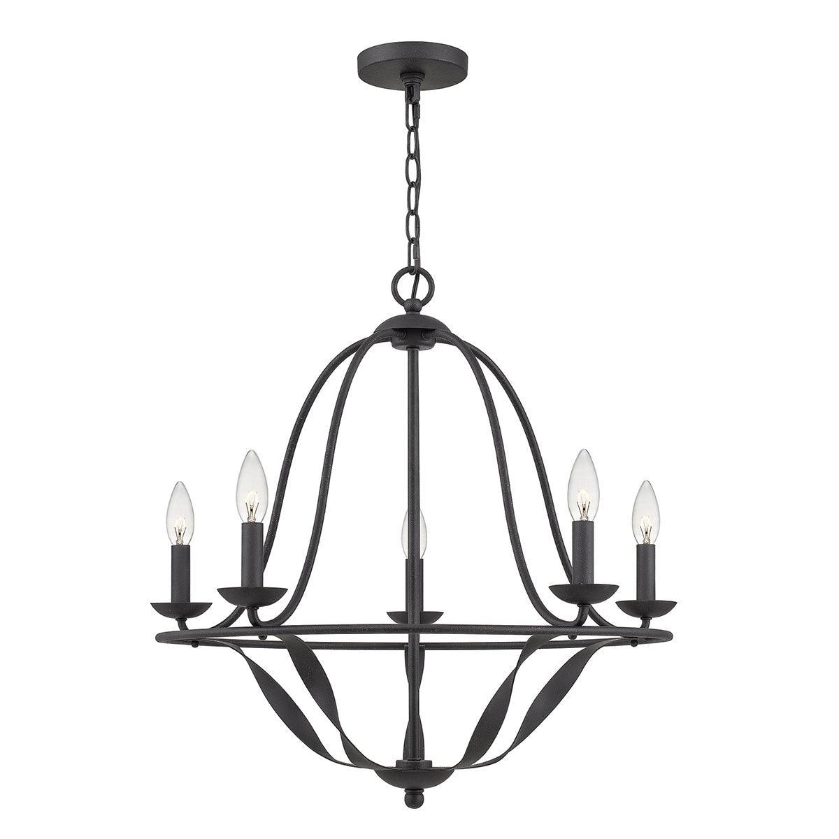Elstead Lighting Quoizel Bradbury 5 Light Grey Chandelier-Elstead Lighting-1-Tiffany Lighting Direct