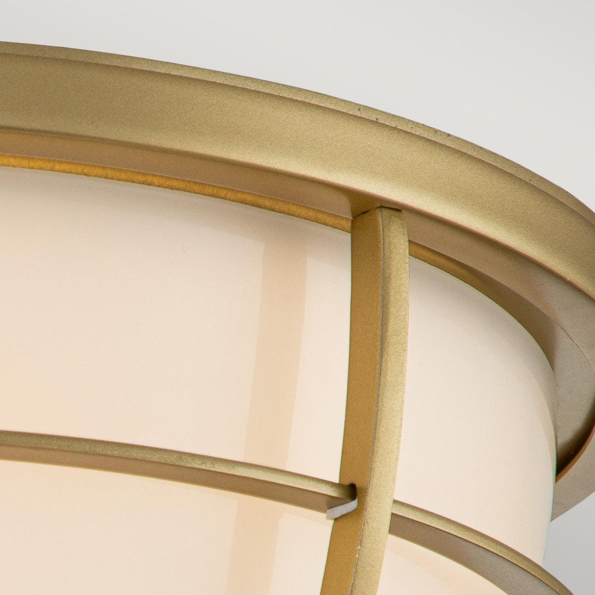 quoizel chance 2 light brass bathroom flush mount Detailed Close Up