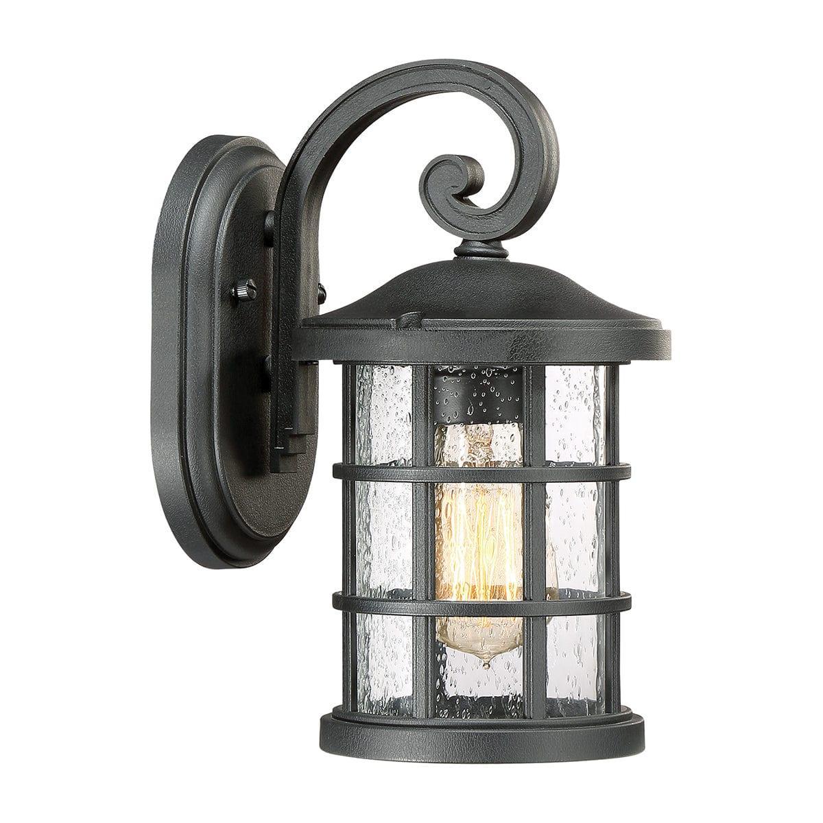 quoizel crusade 1 light small black outdoor wall lantern