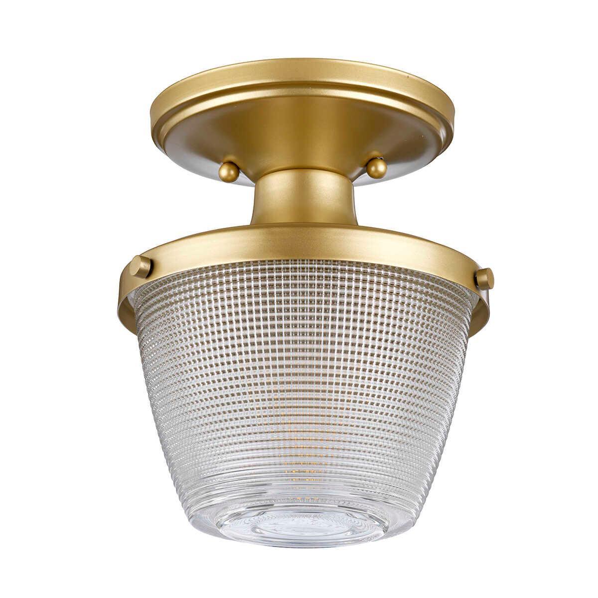quoizel dublin 1 light semi flush mount painted natural brass detail close up