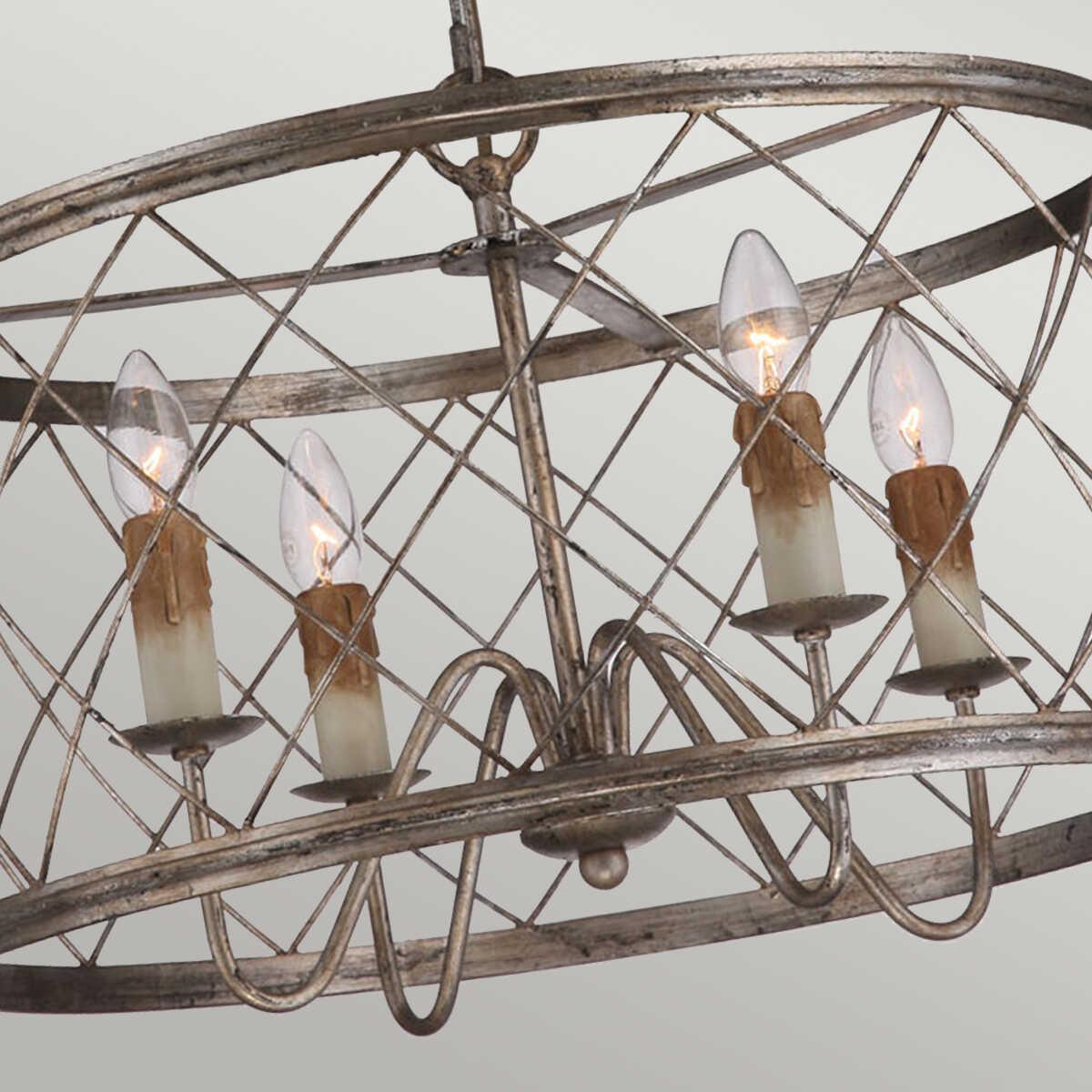 Quoizel Dury 4 Light Silver Pendant Chandelier-Ceiling Pendant Lights-Elstead Lighting-2-Tiffany Lighting Direct