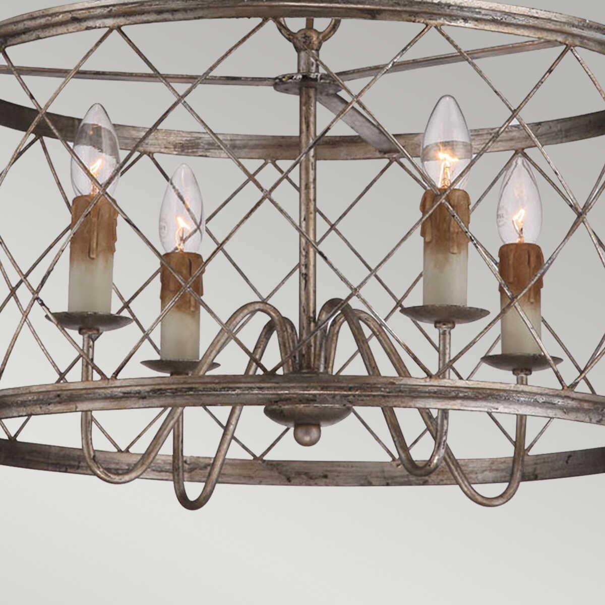 Quoizel Dury 4 Light Silver Pendant Chandelier-Ceiling Pendant Lights-Elstead Lighting-7-Tiffany Lighting Direct