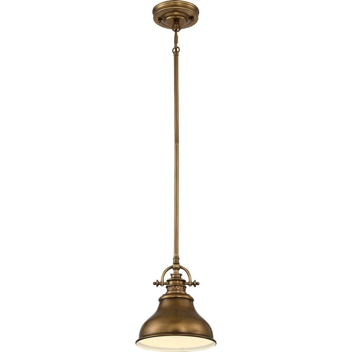 Quoizel Emery 1 Light Brass Mini Ceiling Pendant Light-Ceiling Pendant Lights-Elstead Lighting-1-Tiffany Lighting Direct