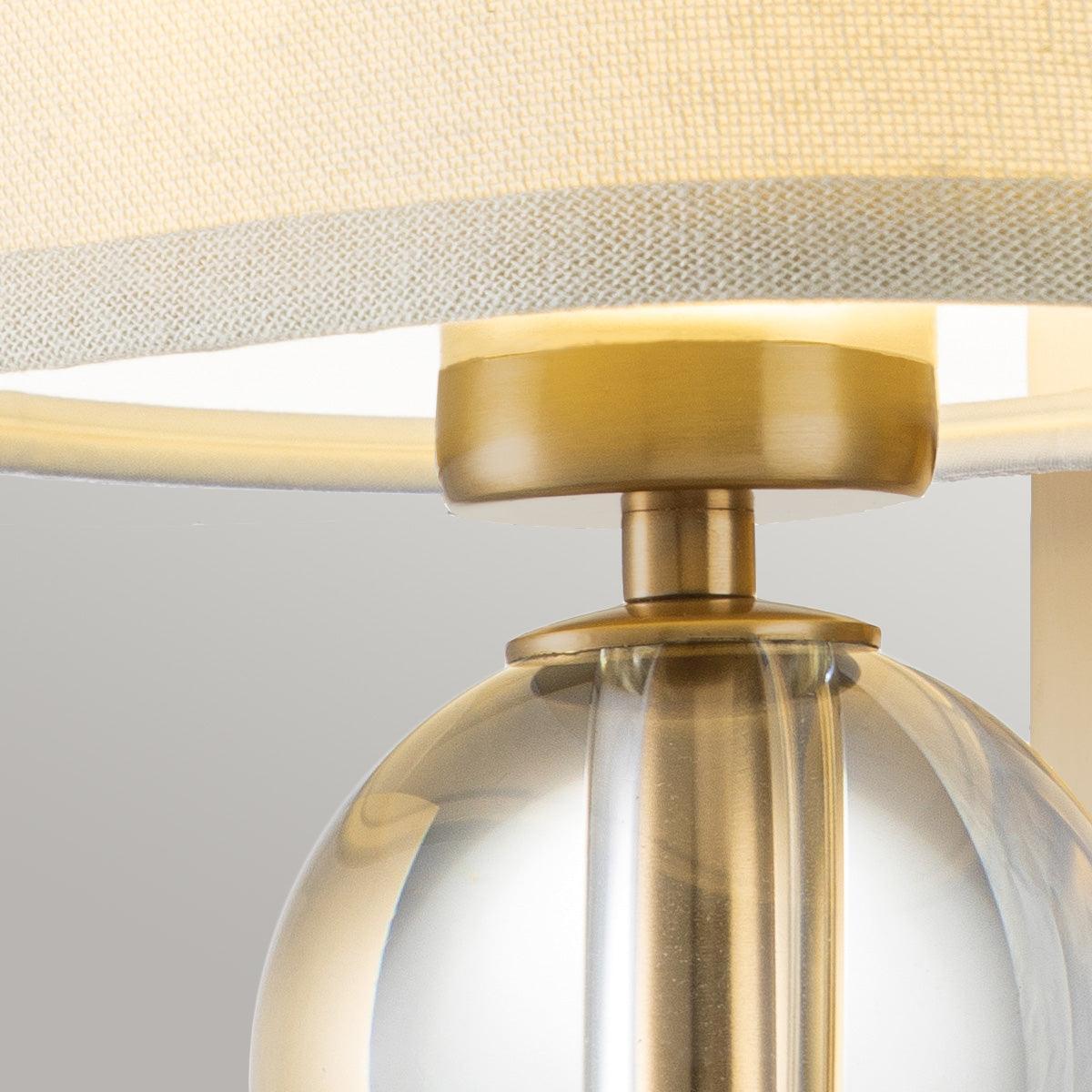Quoizel Uptown Gotham 1 Light Brass Wall Light - Cream Shade Close Up Image