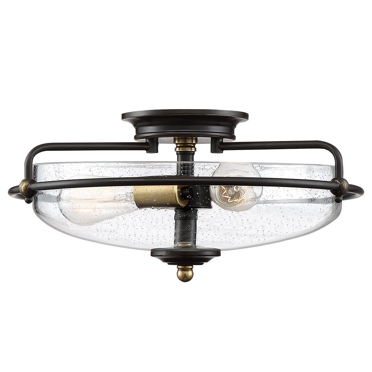 Quoizel Griffin 3 Light Glass Bronze/Brass Flush Mount Living room Image
