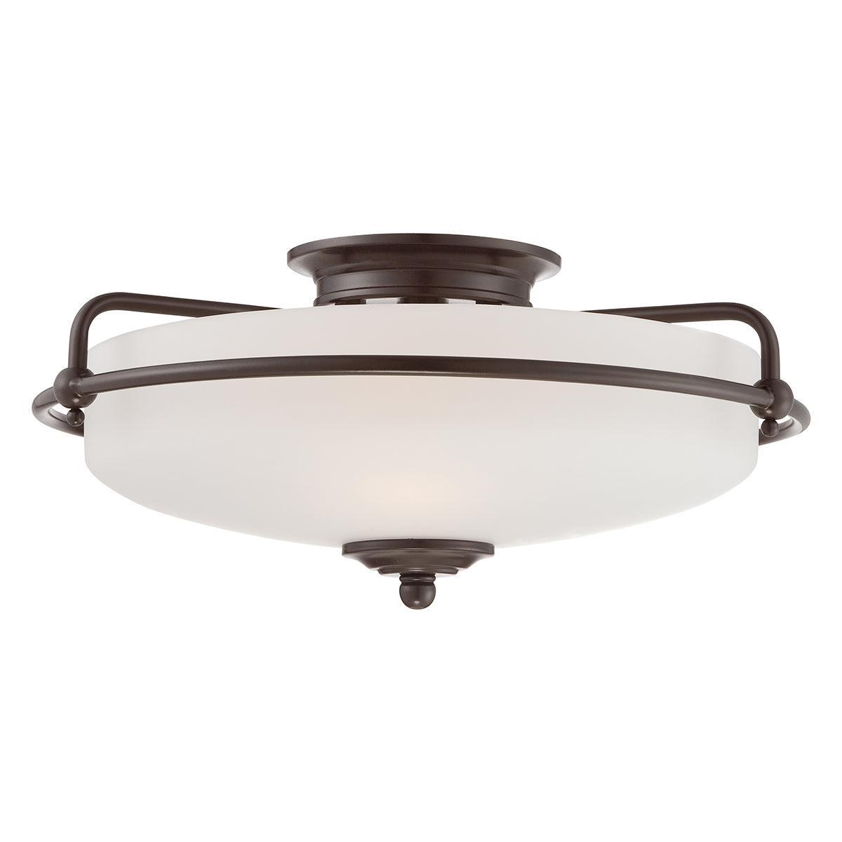 Quoizel Griffin 3 Light Frosted Glass Bronze Flush Mount Living room Image