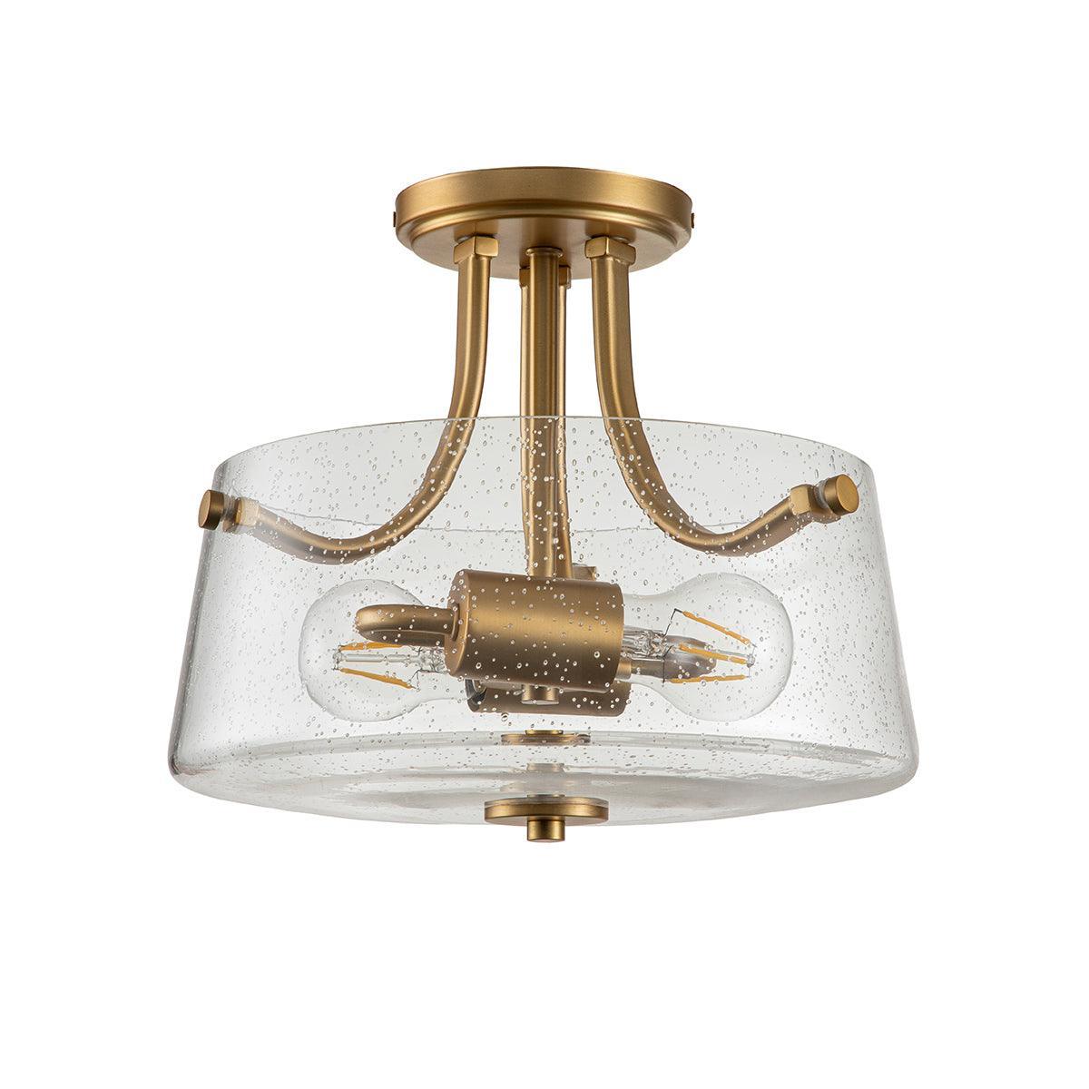 Quoizel Hollister 2 Light Brass Ceiling Semi-flush Mount Living room close up