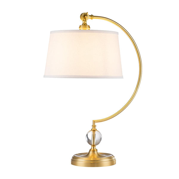 Quoizel Jenkins Brass Table Lamp With Cream Shade-Elstead Lighting-Living-Room-Tiffany Lighting Direct-[image-position]
