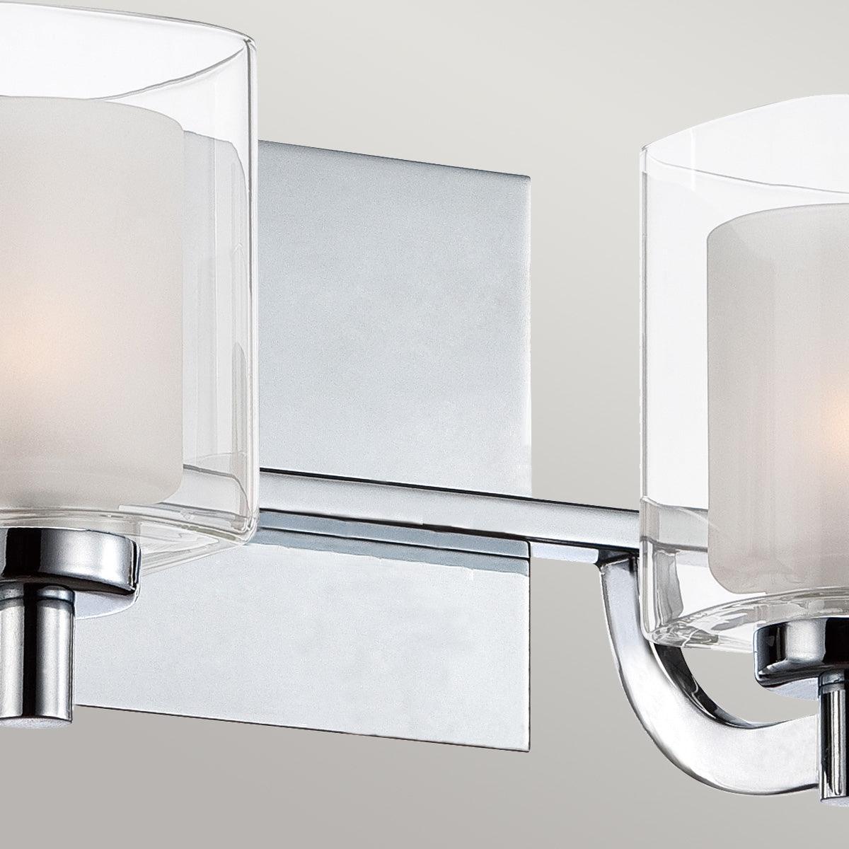 quoizel kolt 2 light chrome wall light glass shades Close Up