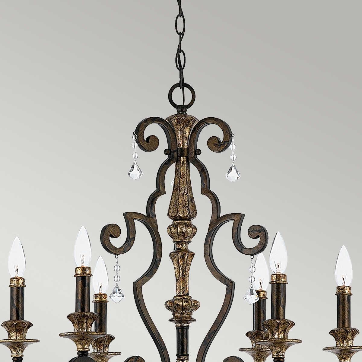 Quoizel Marquette 6 Light Bronze & Gold Chandelier-Elstead Lighting-5-Tiffany Lighting Direct