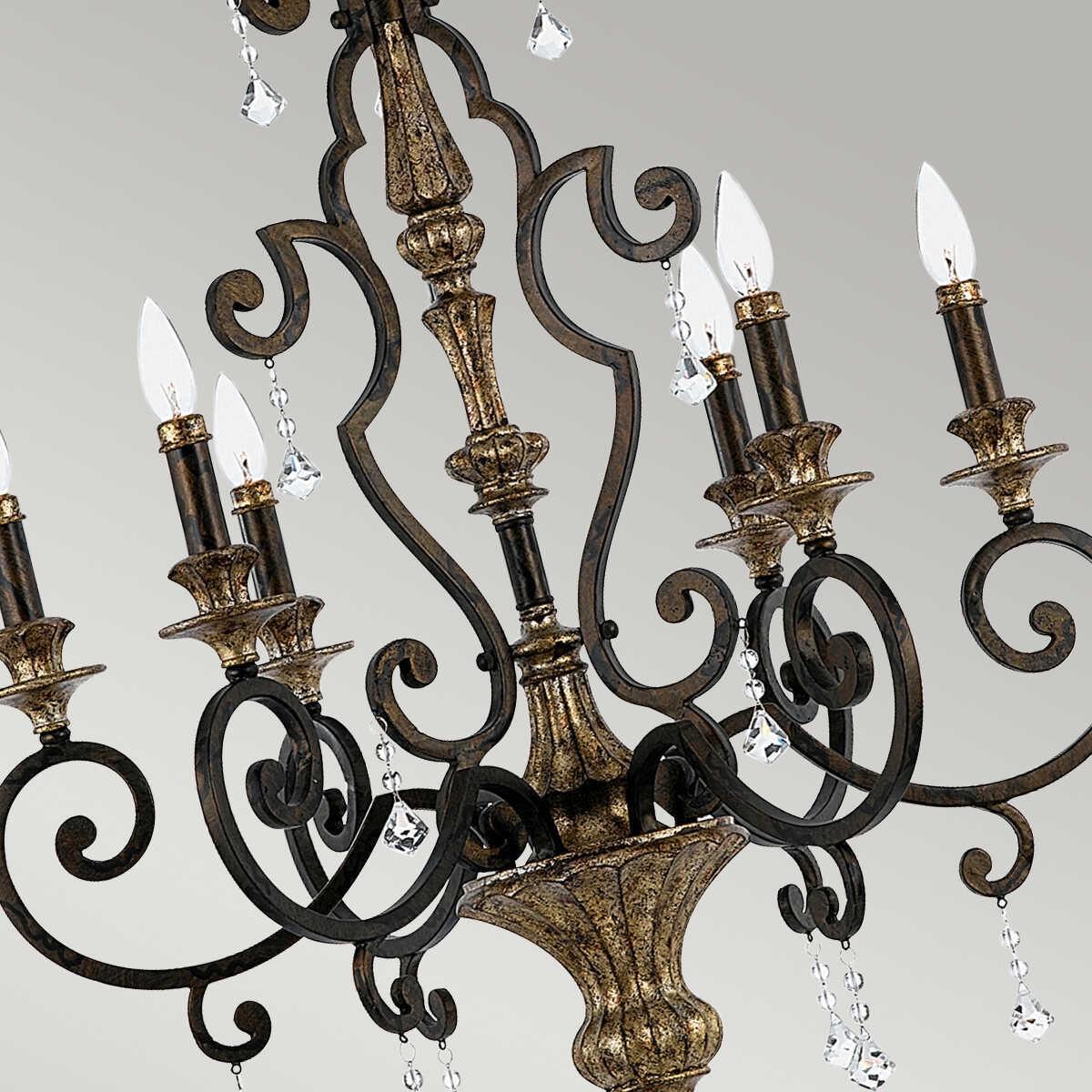 Quoizel Marquette 6 Light Bronze & Gold Chandelier-Elstead Lighting-6-Tiffany Lighting Direct