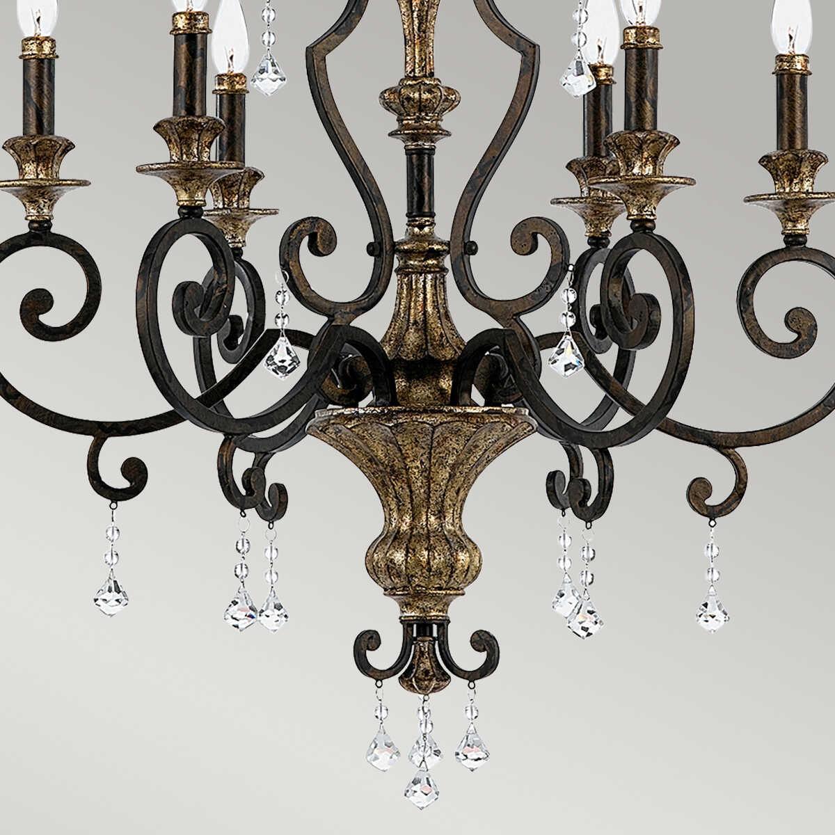 Quoizel Marquette 6 Light Bronze & Gold Chandelier-Elstead Lighting-7-Tiffany Lighting Direct