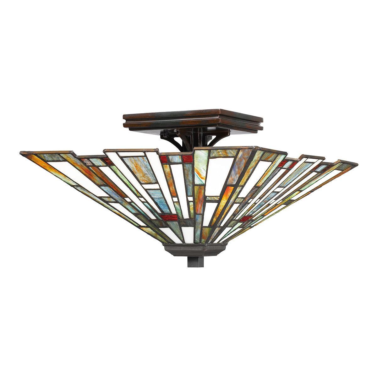quoizel tiffany maybeck 2 light bronze flush ceiling mount