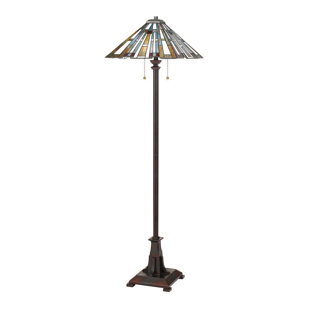 tiffany quoizel maybeck 2 light bronze floor lamp