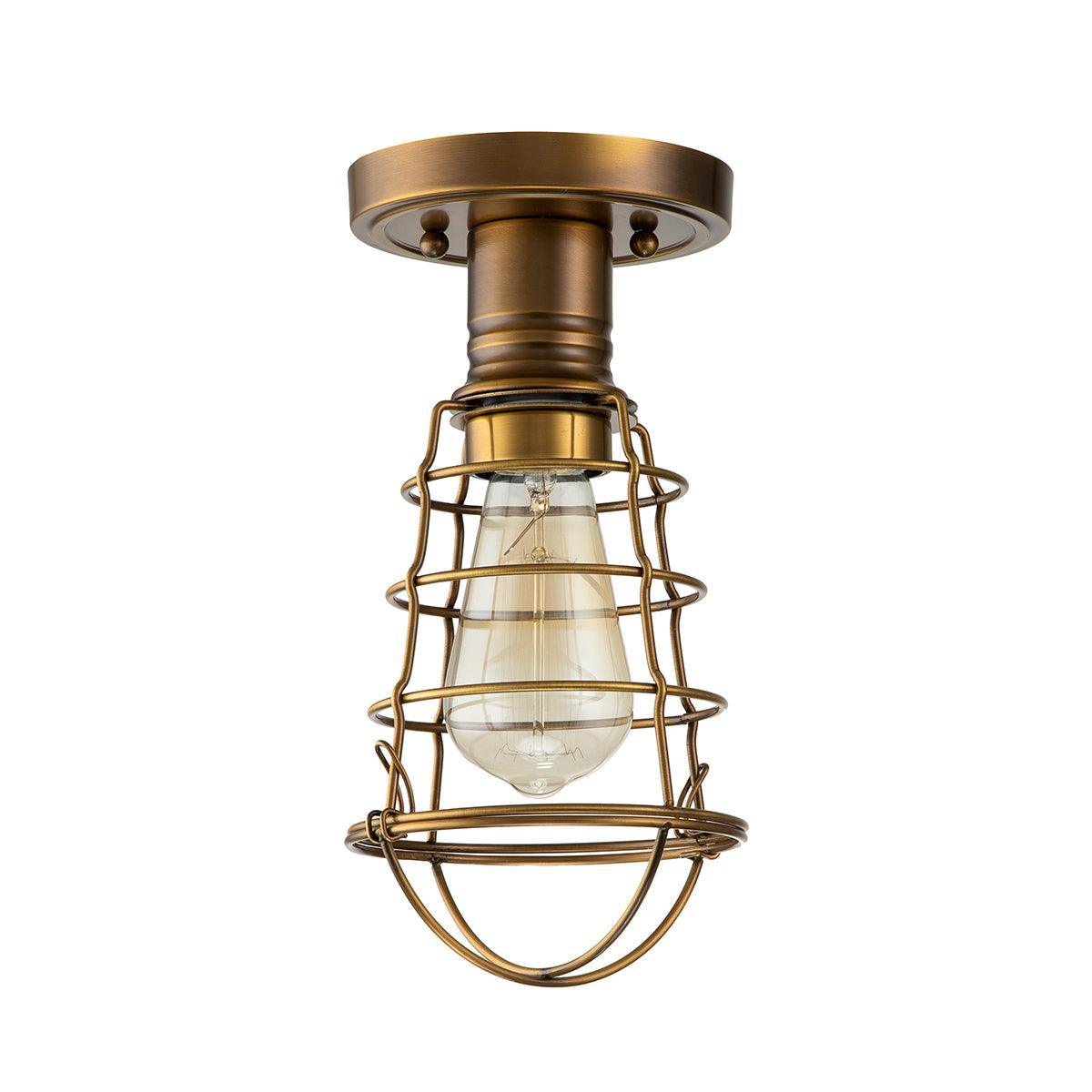 Quoizel Mixon 1 Light Weathered Brass Semi-flush Mount Living room close up