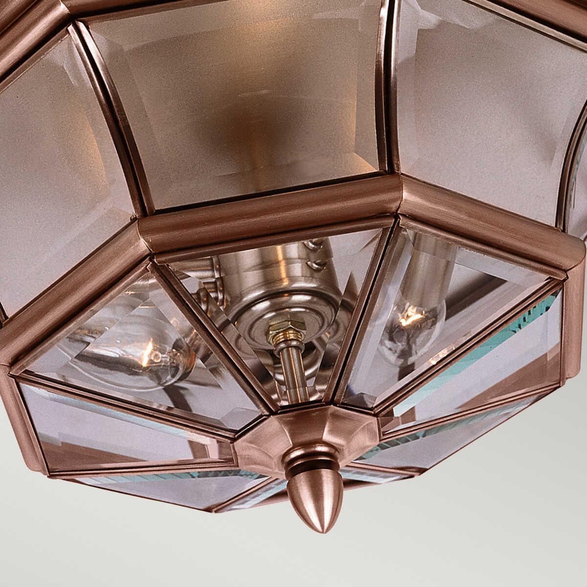 quoizel newbury aged copper outdoor flush light Living Room Close Up