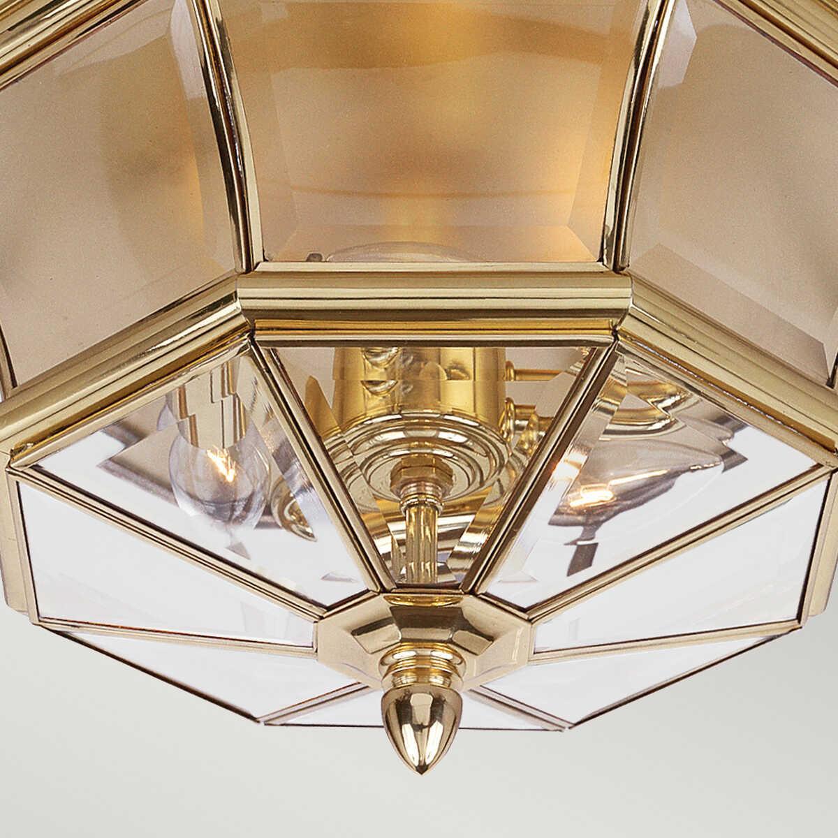 elstead newbury polished brass outdoor flush lantern Detailed Close Up