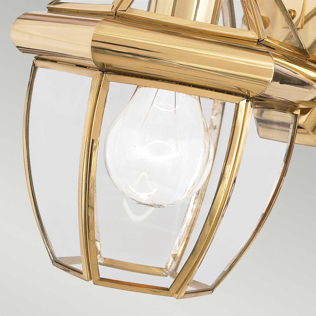 Elstead Newbury Polished Brass Small Outdoor Wall Fitting Close up