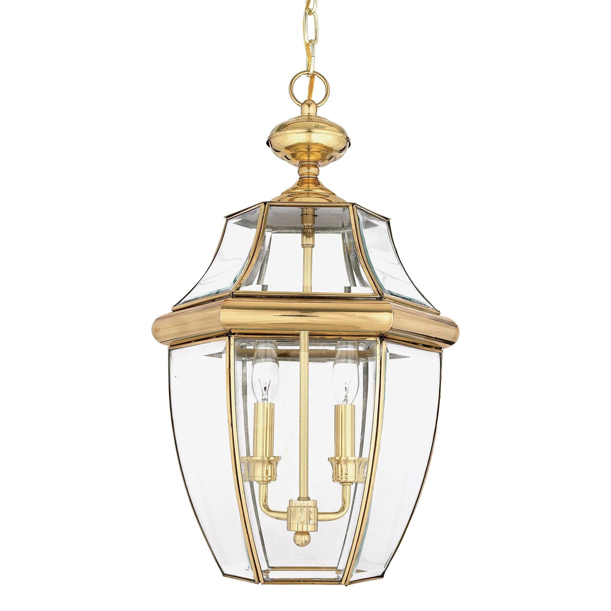 quoizel newbury 2 light large polished brass chain lantern