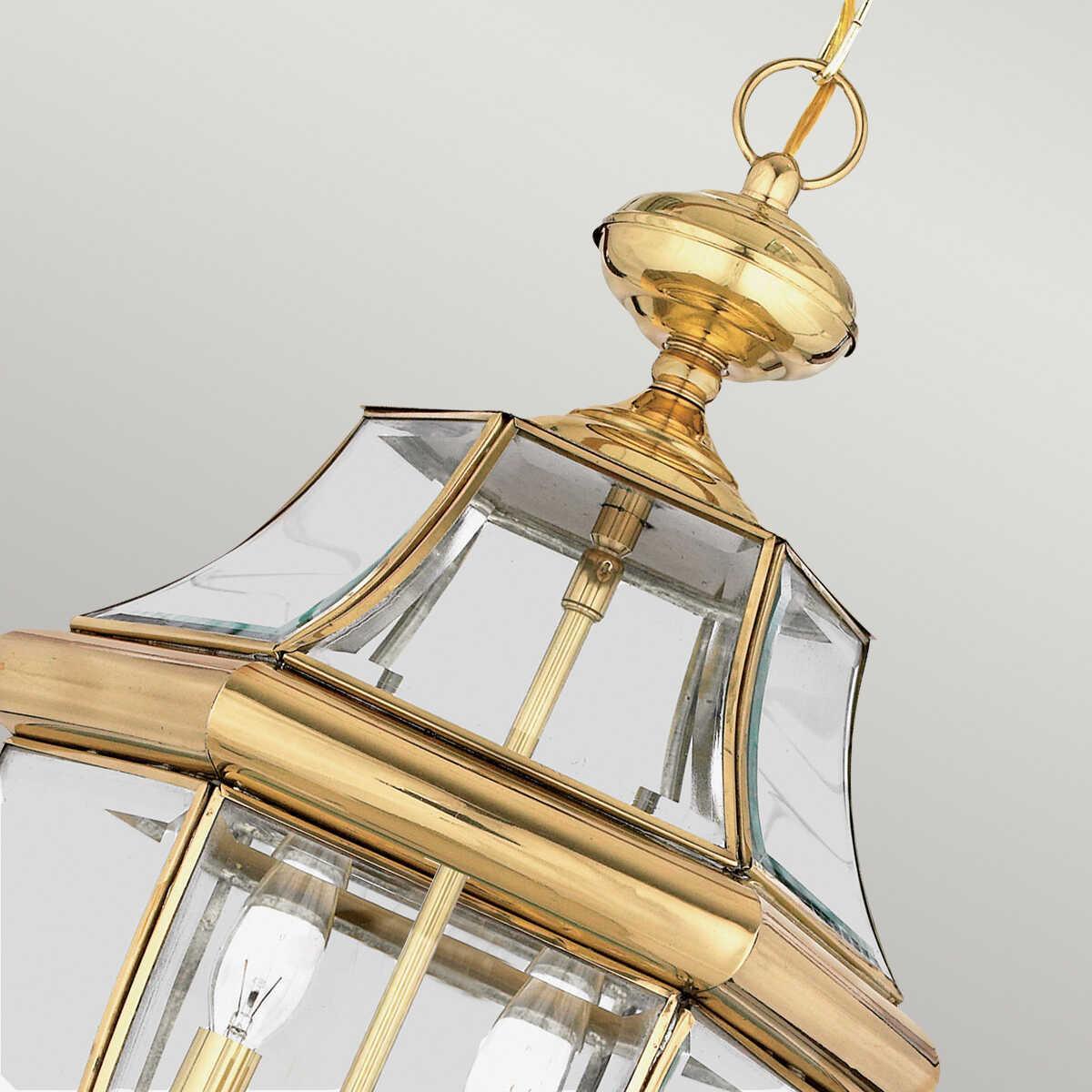quoizel newbury 2 light large polished brass chain lantern Close Up