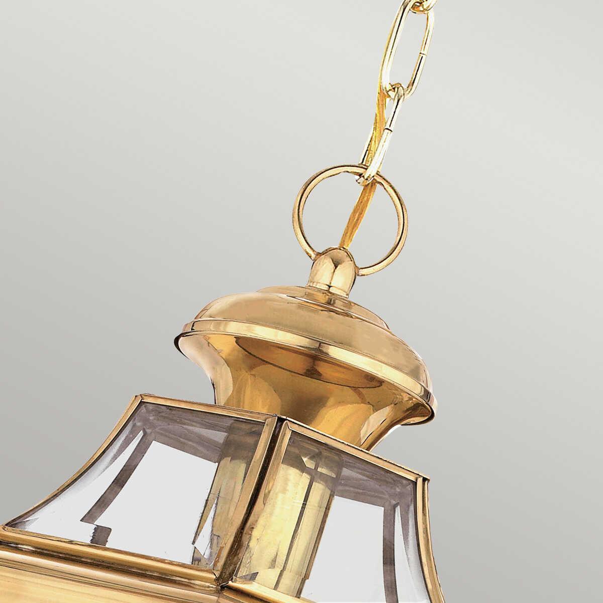 quoizel newbury 1 light medium polished brass chain lantern Close Up