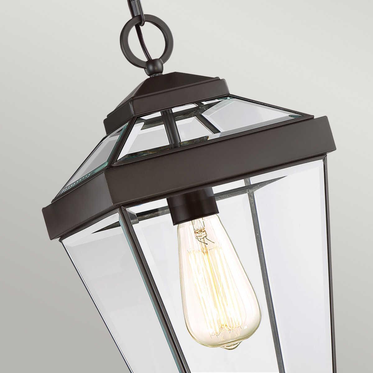 quoizel ravine medium bronze outdoor pendant chain lantern Detailed Close Up
