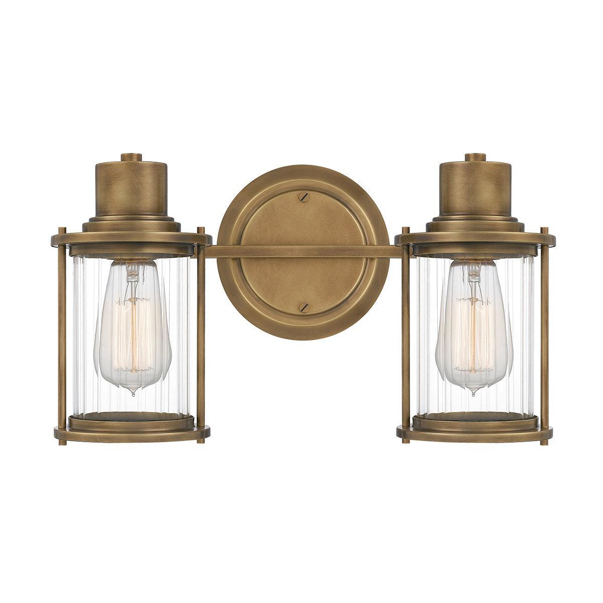 Quoizel Riggs 2 Light Brass Bathroom Wall Light image 1