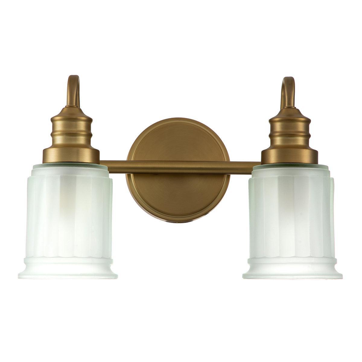 Quoizel Swell 2 Light Brushed Brass Bathroom Wall Light Living Room Close Up