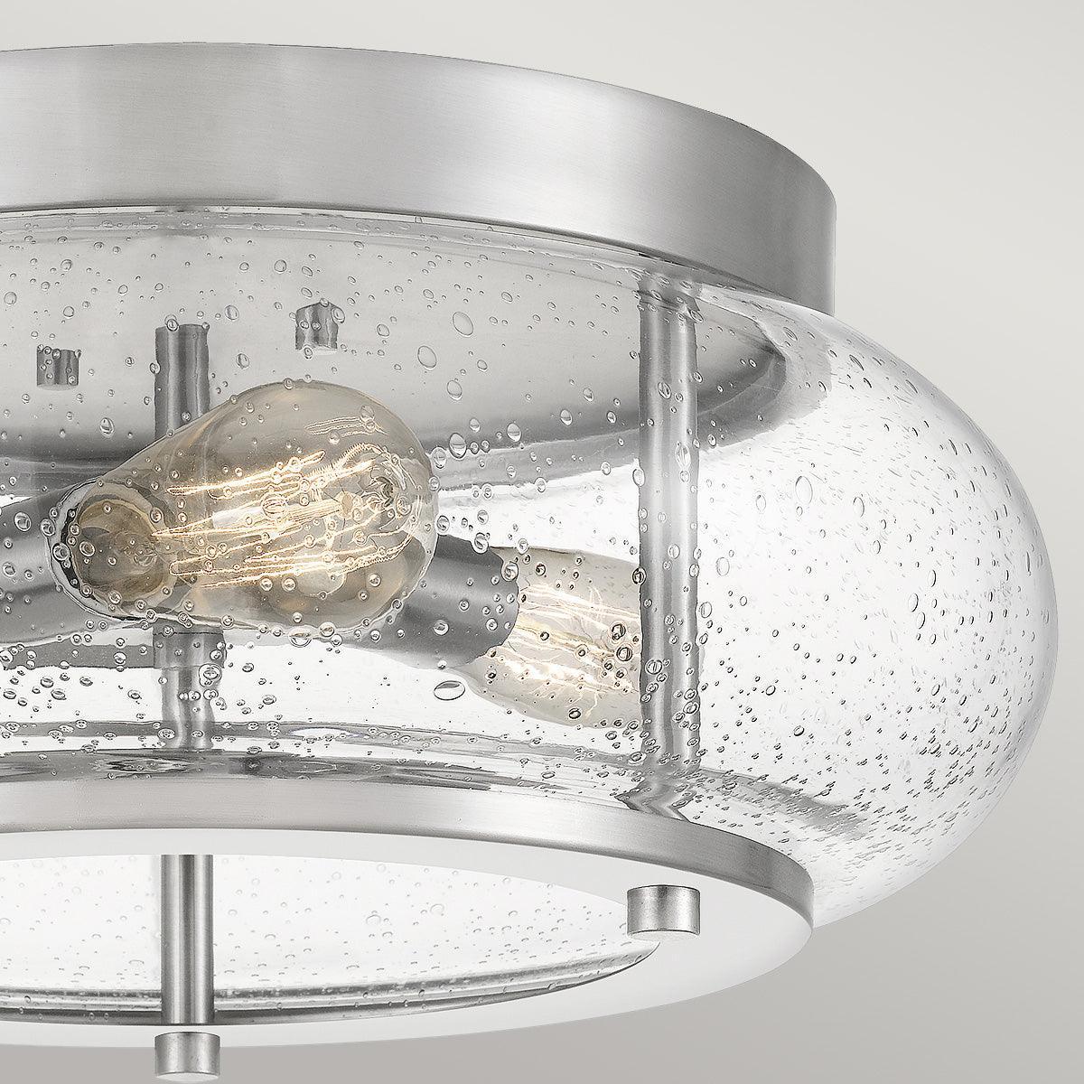 quoizel trilogy 3 light chrome bathroom flush mount Close Up