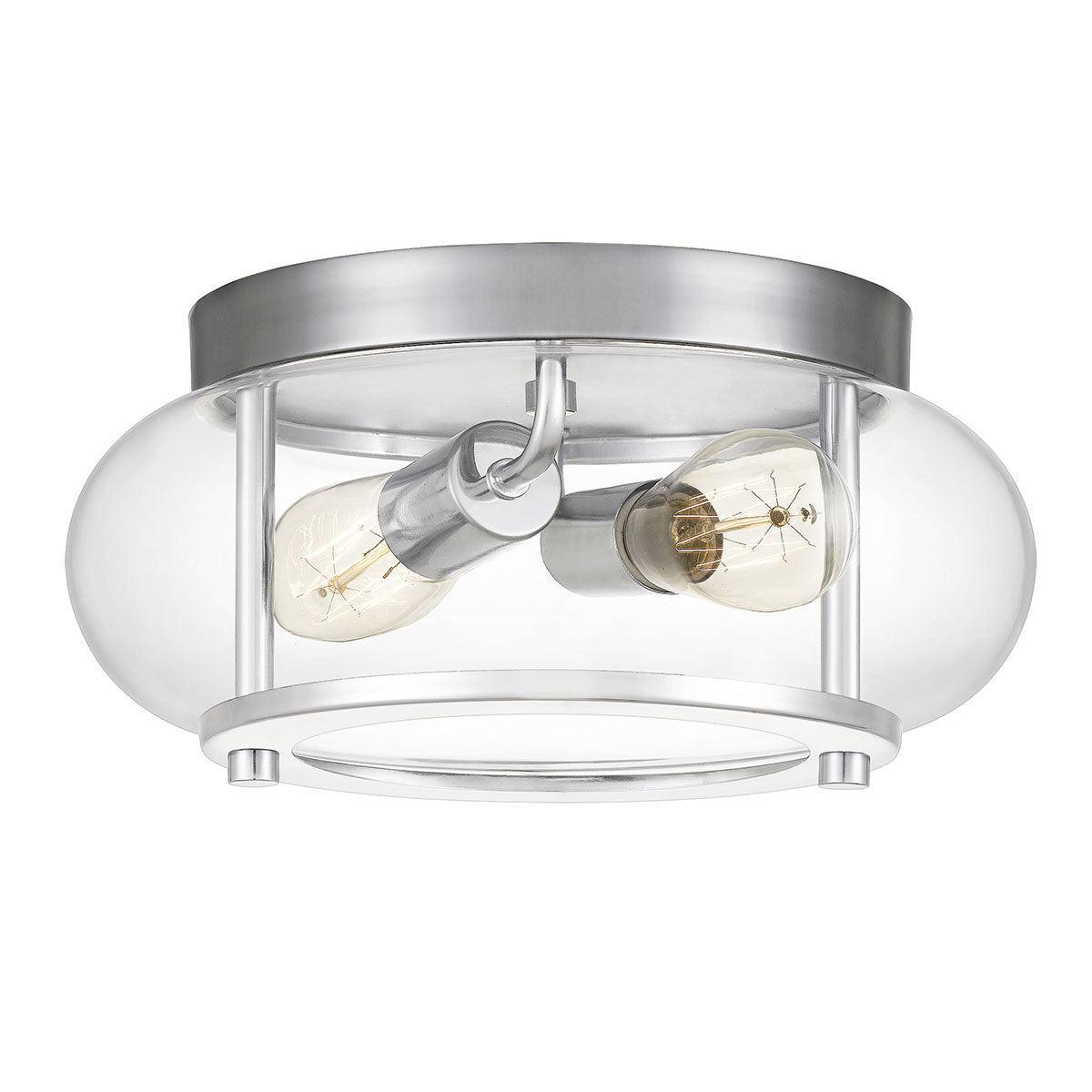 quoizel trilogy 2 light chrome bathroom flush mount