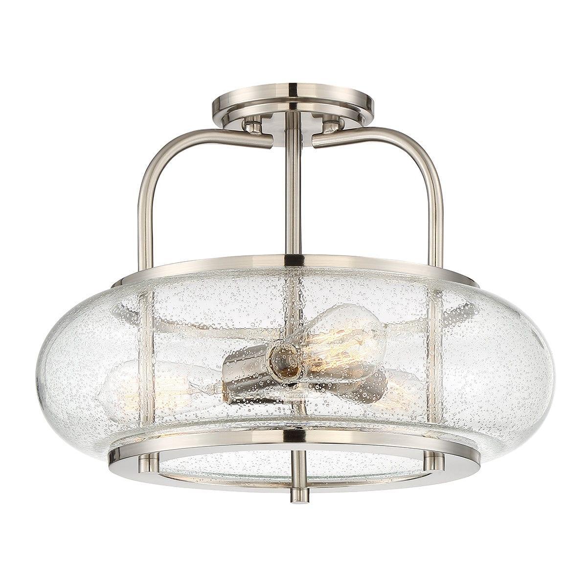 Quoizel Trilogy 3 Light Semi-Flush Brushed Nickel Ceiling Light Living room Image