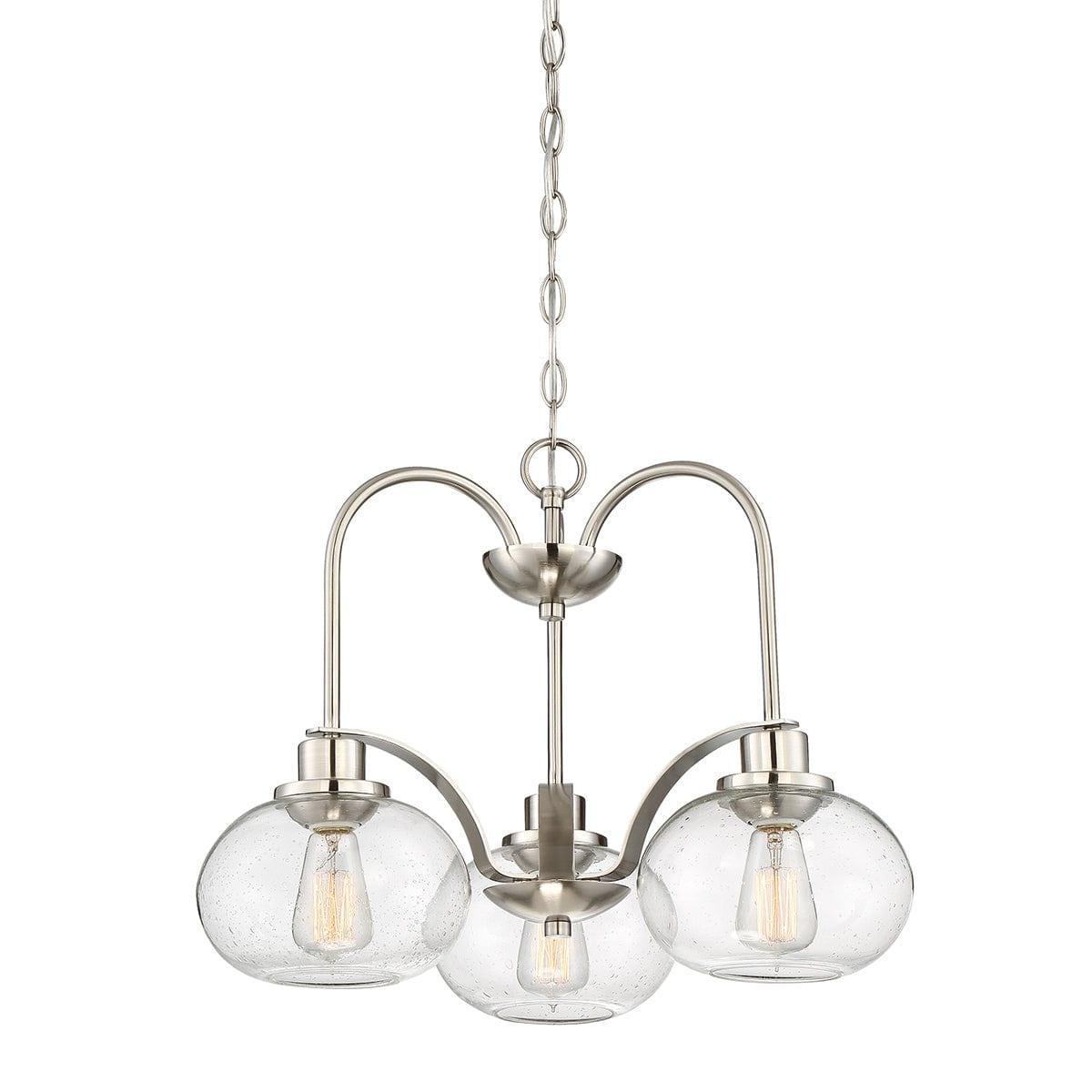 Quoizel Trilogy 3 Light Chandelier - Brushed Nickel-Elstead Lighting-1-Tiffany Lighting Direct