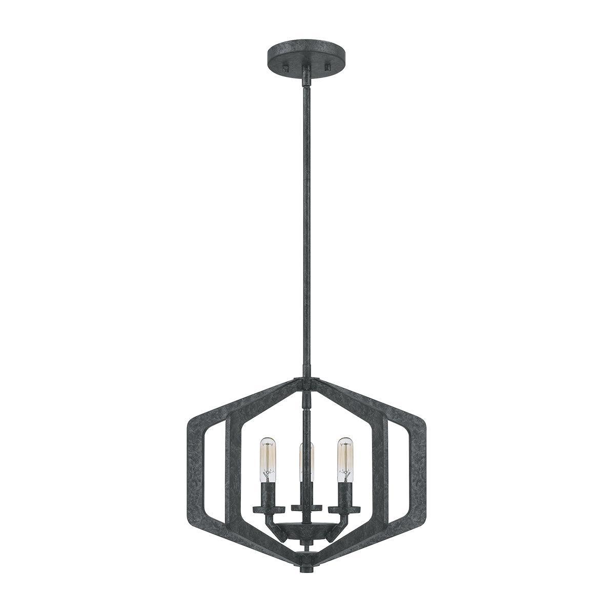 Quoizel Vanguard 3 Light Black Pendant-Ceiling Pendant Lights-Elstead Lighting-1-Tiffany Lighting Direct