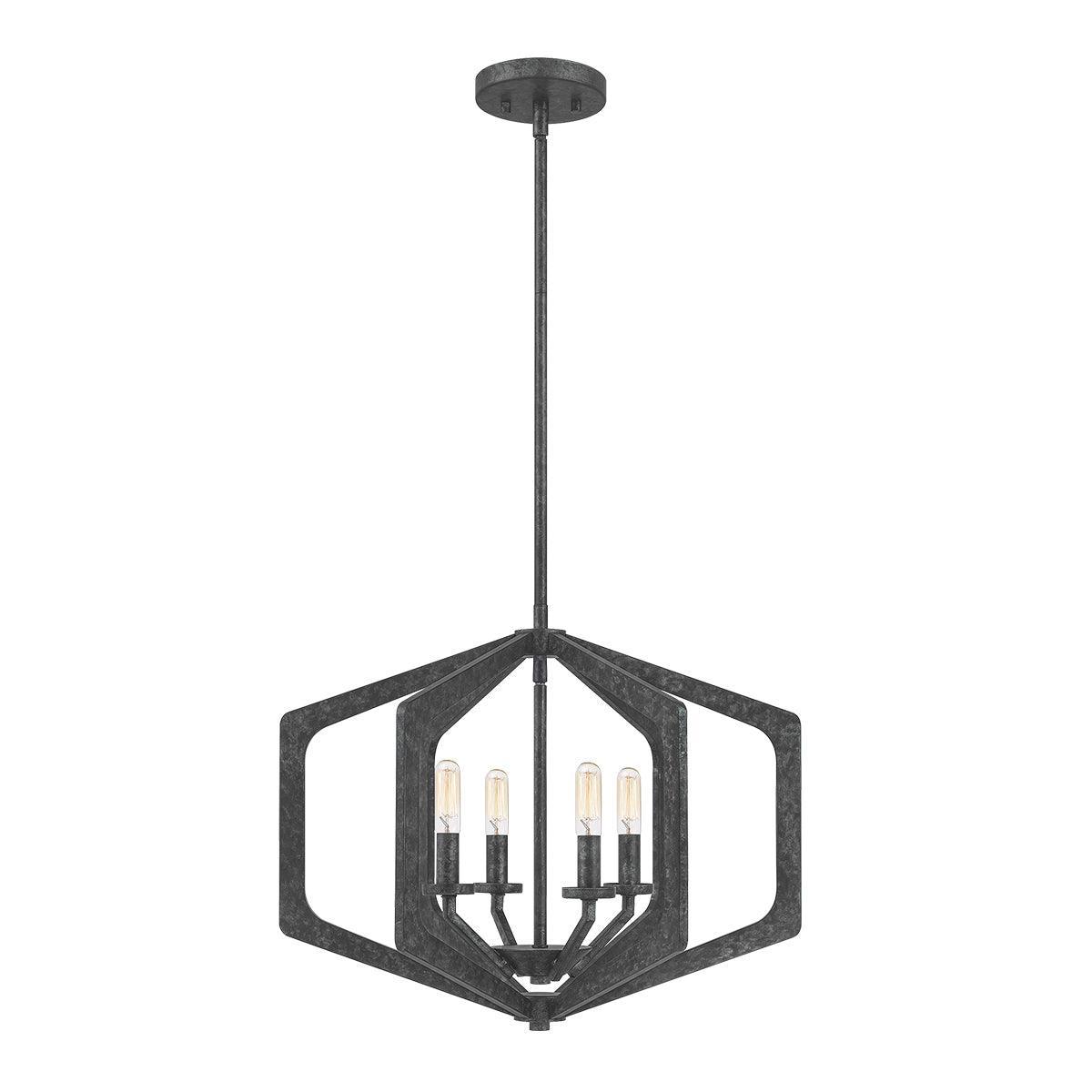 Quoizel Vanguard 4 Light Black Ceiling Pendant-Ceiling Pendant Lights-Elstead Lighting-1-Tiffany Lighting Direct