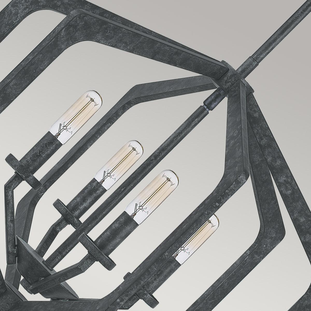 Quoizel Vanguard 4 Light Black Ceiling Pendant-Ceiling Pendant Lights-Elstead Lighting-2-Tiffany Lighting Direct