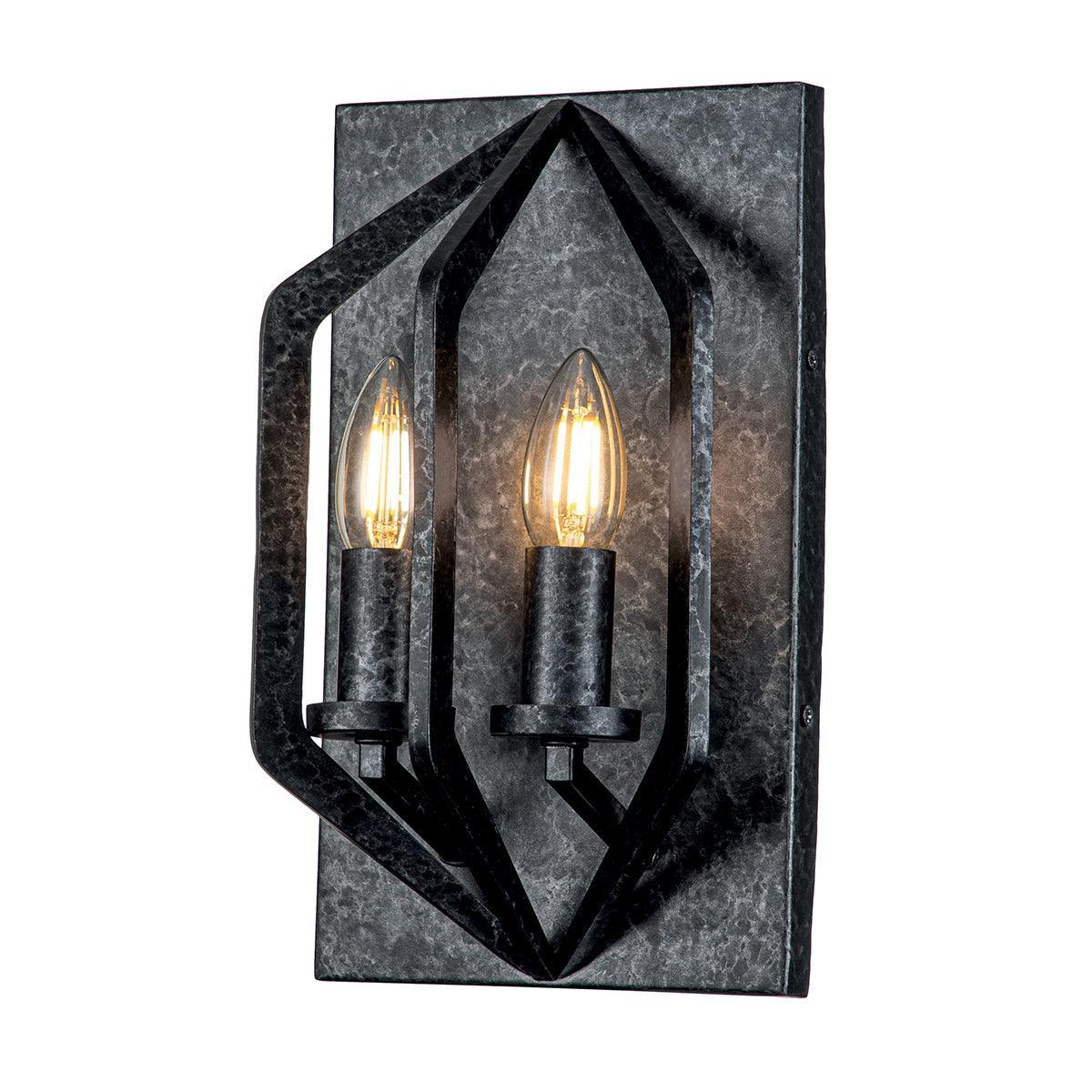 quoizel vanguard 2 light black wall light