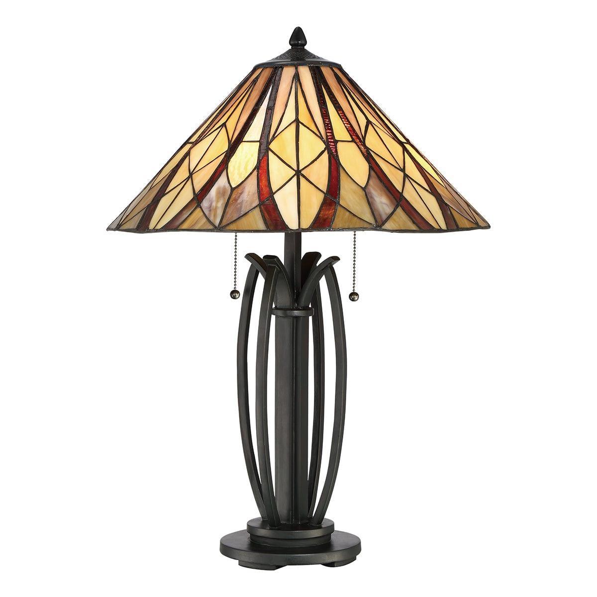 quoizel victory tiffany table lamp with vintage bronze base