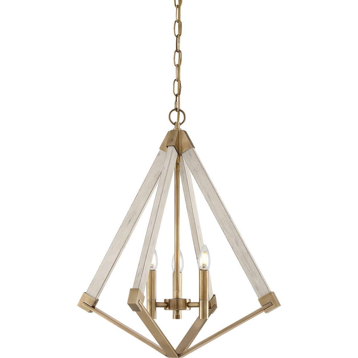 Quoizel View Point 3 Light Chandelier - Weathered Brass-Elstead Lighting-1-Tiffany Lighting Direct