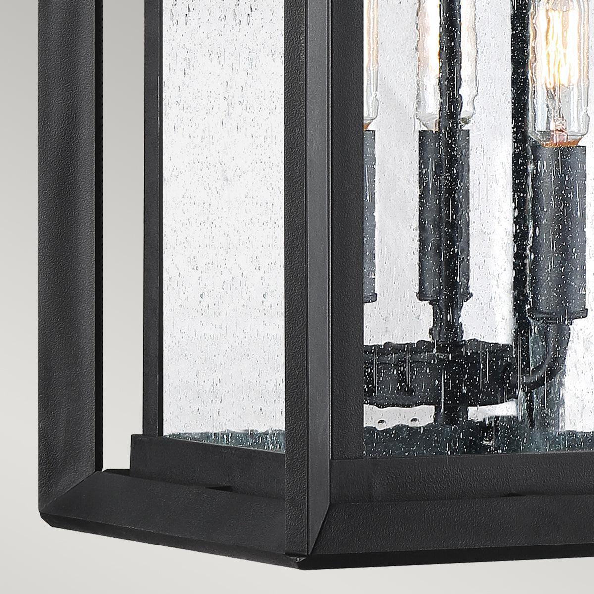 quoizel wakefield 3 light large black outdoor wall lantern Living Room Close Up