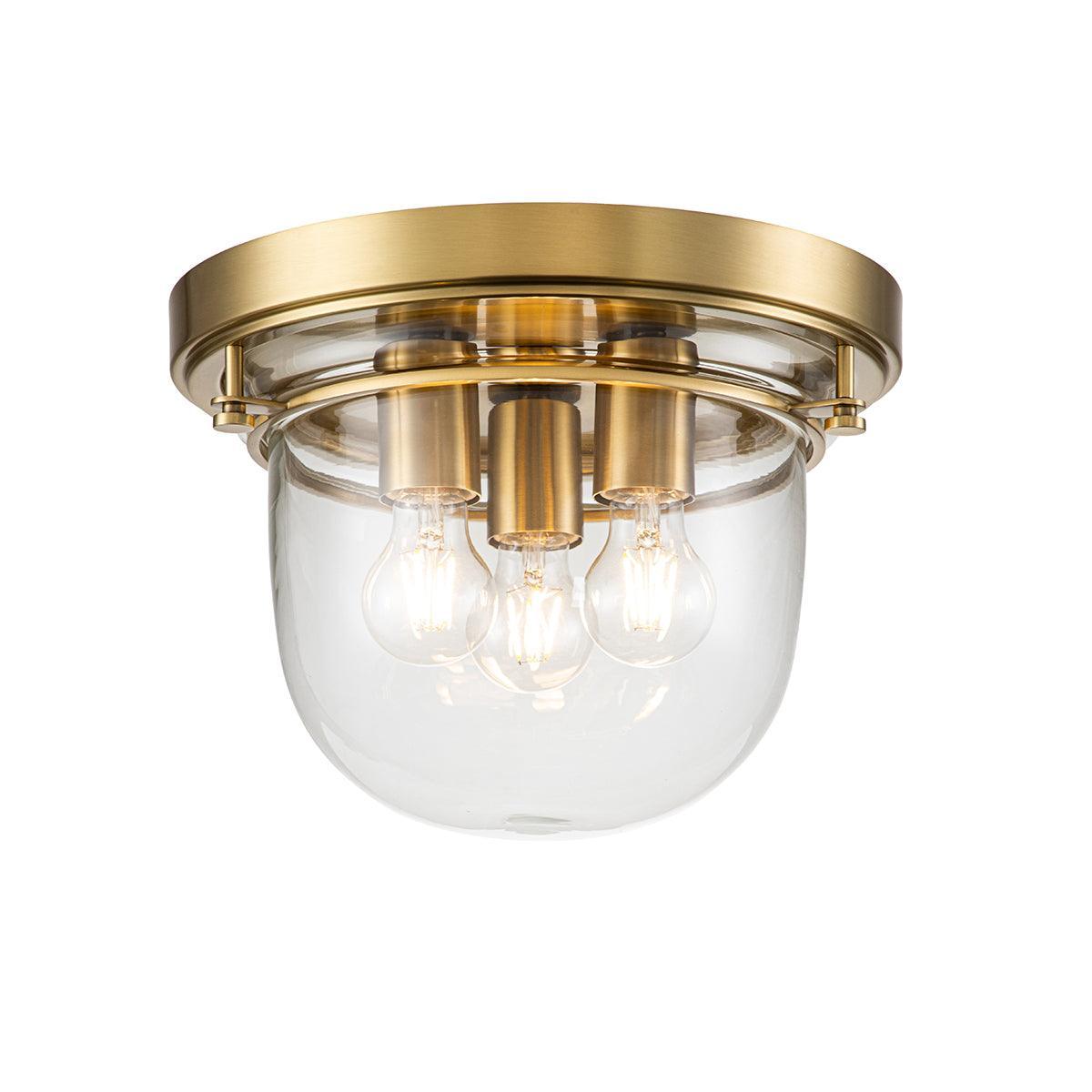 Quoizel Whistling 3 Light Brass Bathroom Ceiling Flush image 1