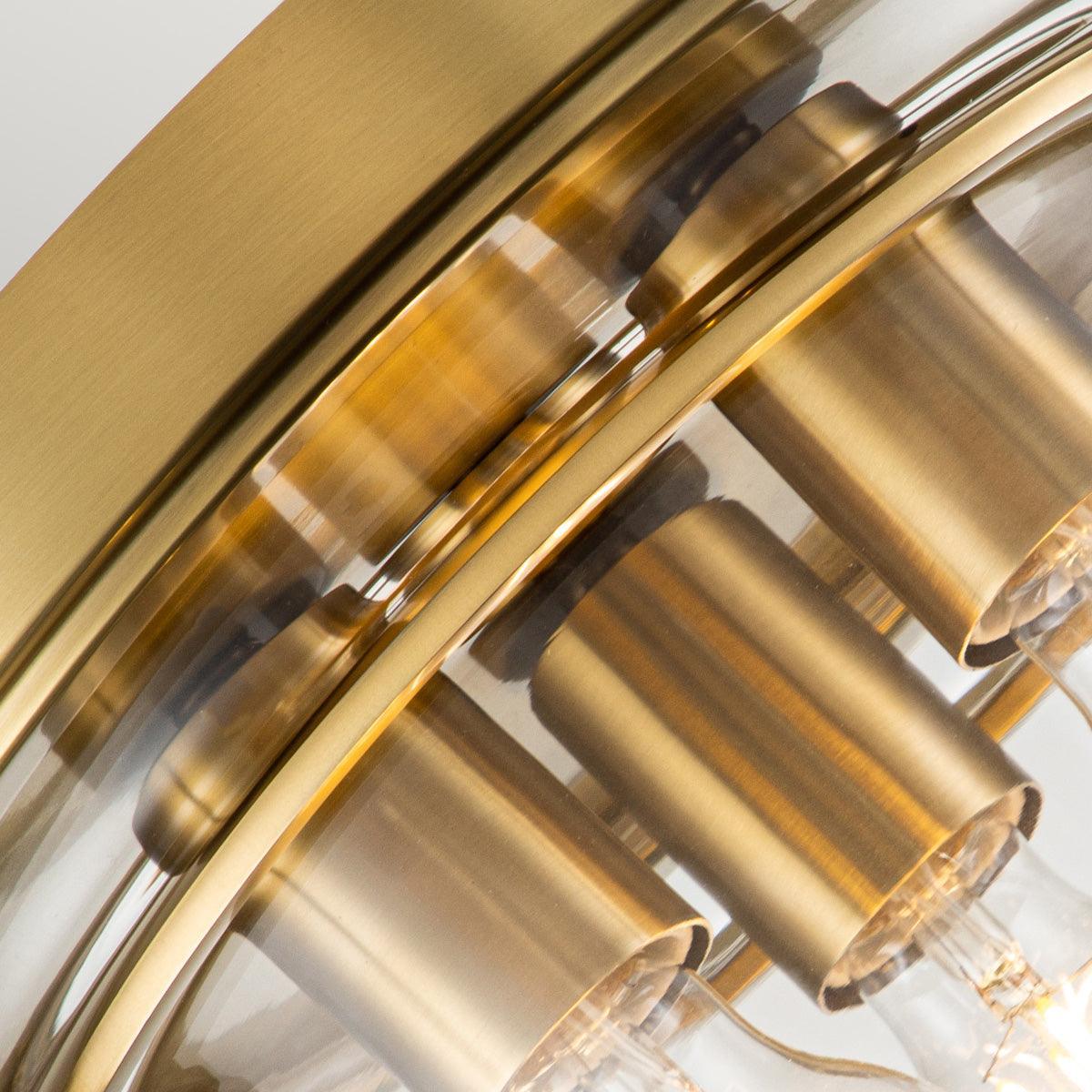 Quoizel Whistling 3 Light Brass Bathroom Ceiling Flush Wide Living Room Image