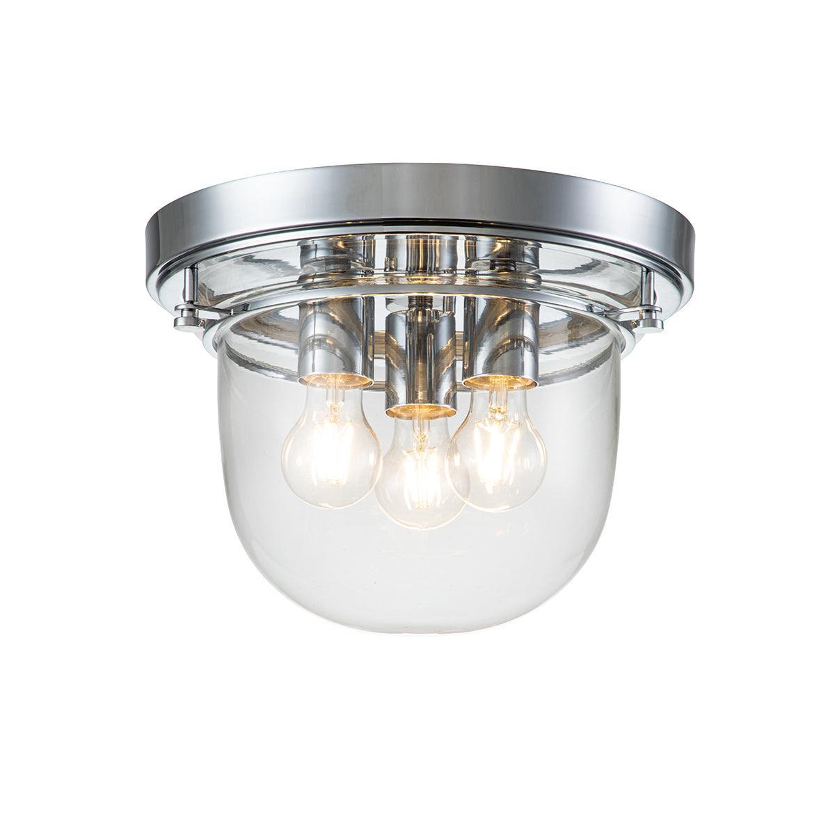 quoizel whistling 3 light chrome bathroom ceiling flush